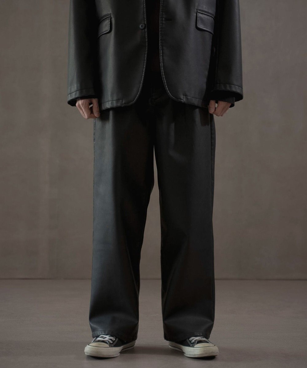 WEGO PUタックワイドトラウザー 