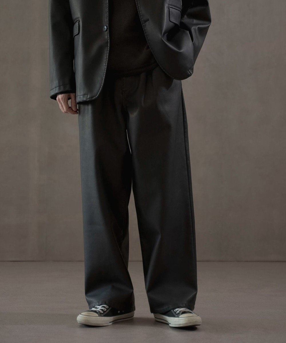 WEGO PUタックワイドトラウザー 