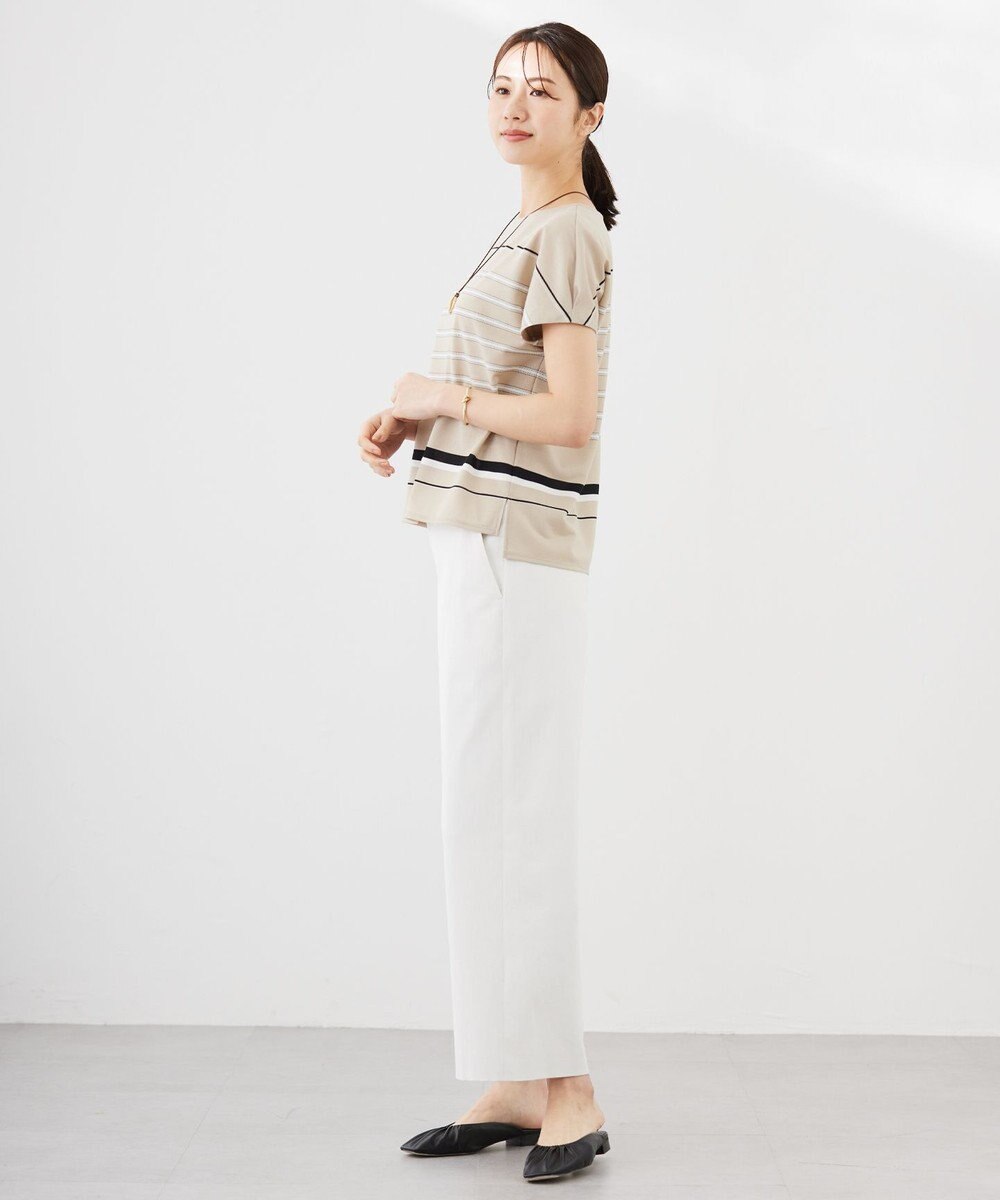 J.PRESS LADIES L パネルボーダー フレンチスリーブ カットソー 