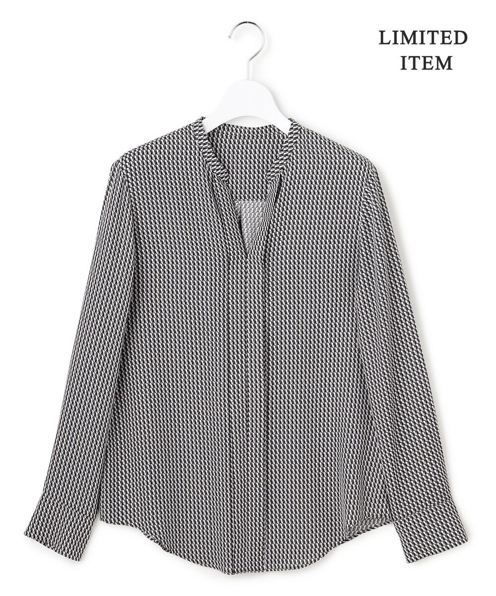 ICB L 【新色追加・WEB限定】BackSatinAmunzen キーネックブラウス 