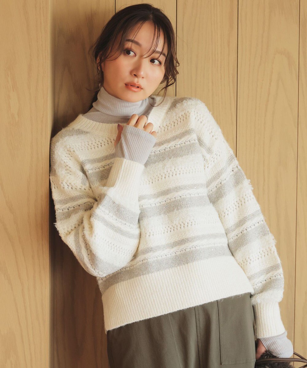 ANY パターンボーダーニット 