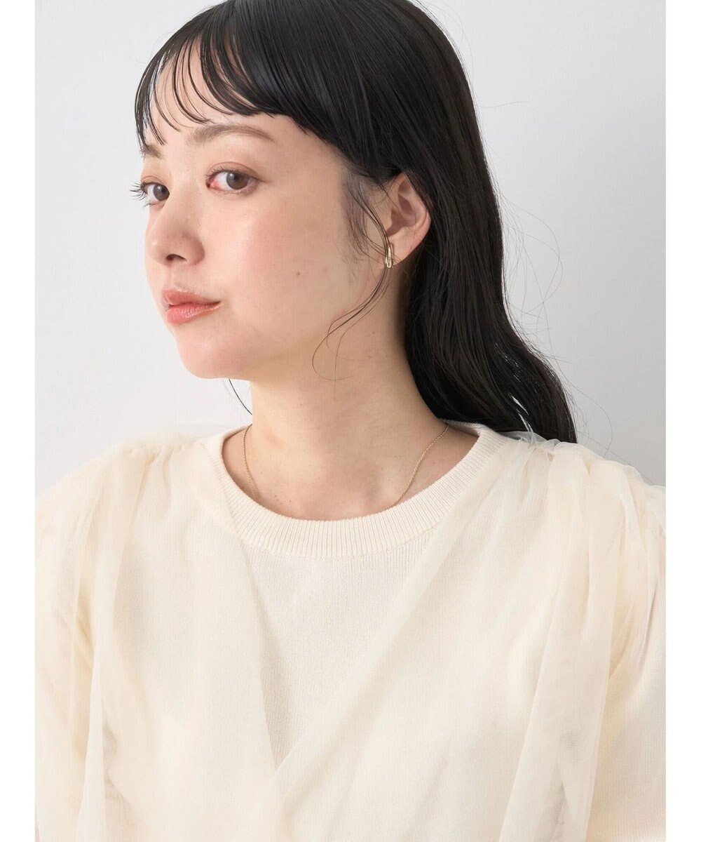 earth music&ecology チュールドッキング半袖ニットプルオーバー 