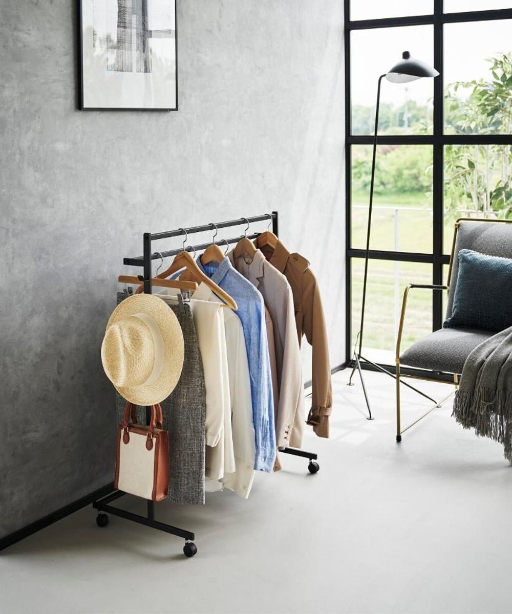 tower 収納力アップハンガーラック タワー 2段 ブラック 