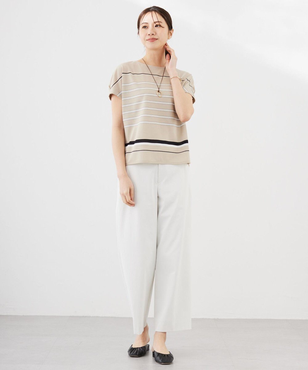 J.PRESS LADIES L パネルボーダー フレンチスリーブ カットソー 