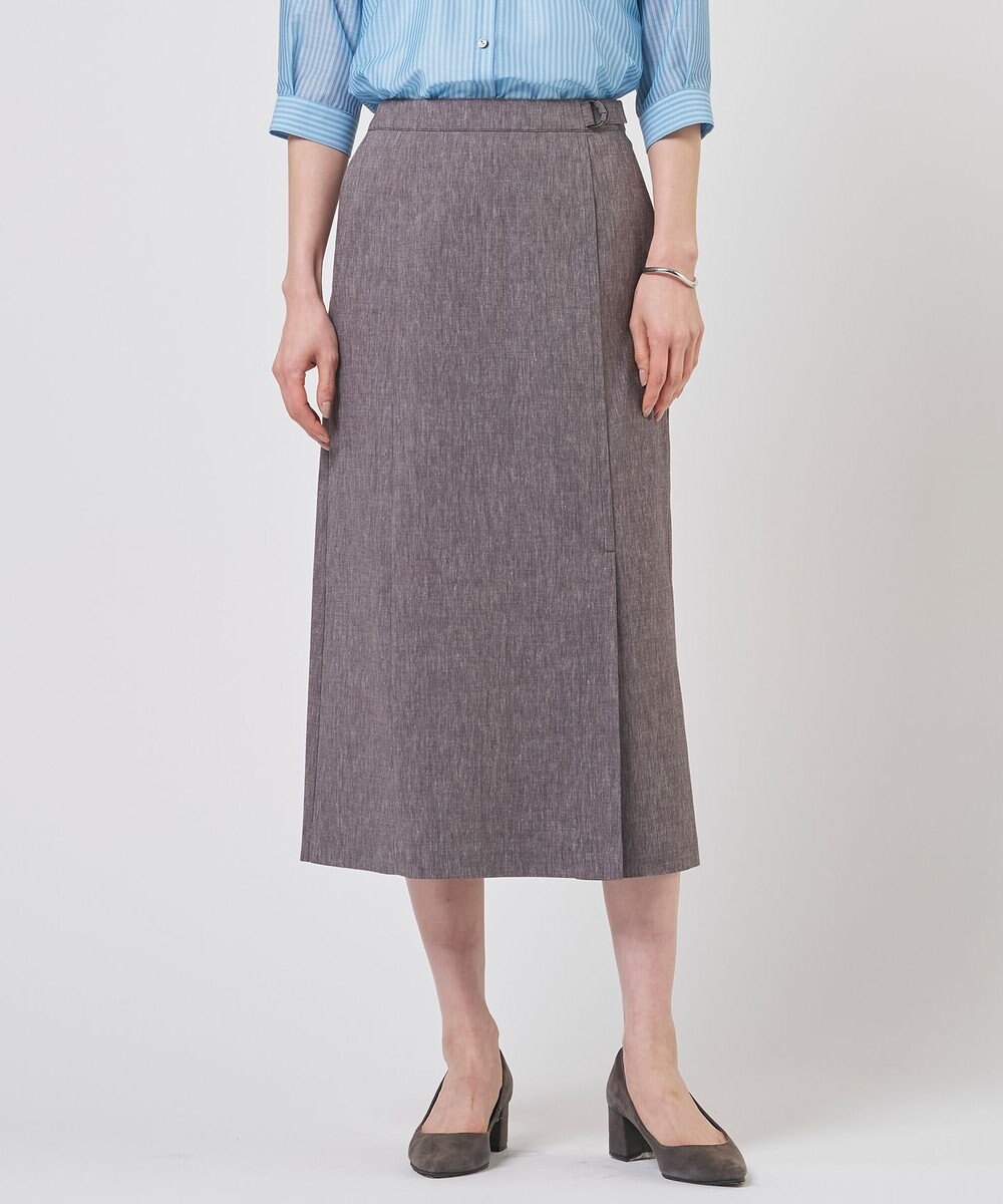 J.PRESS LADIES リネンバイオシャンブレー Aライン スカート 