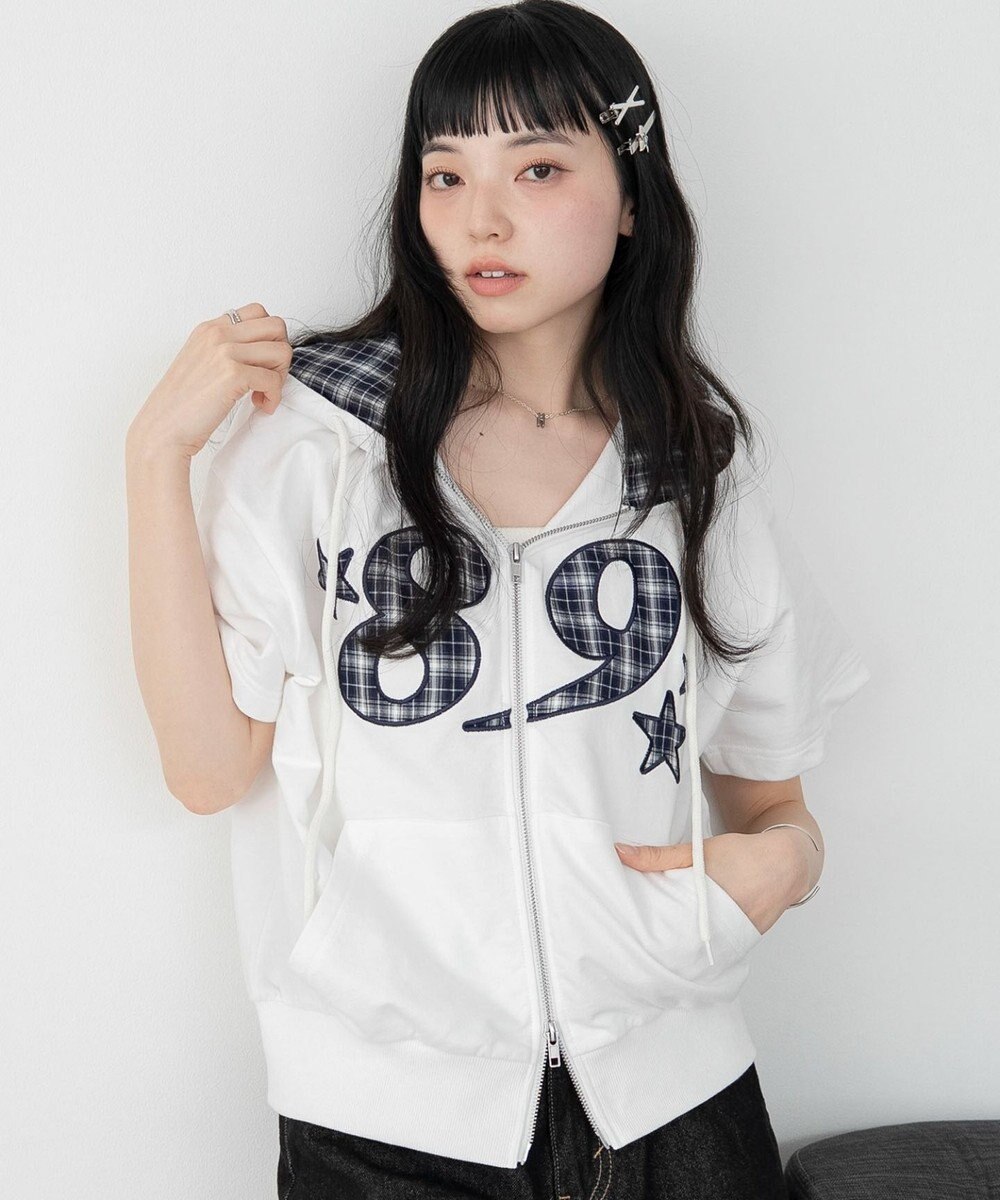 WEGO グラフィック半袖ZIPパーカー 