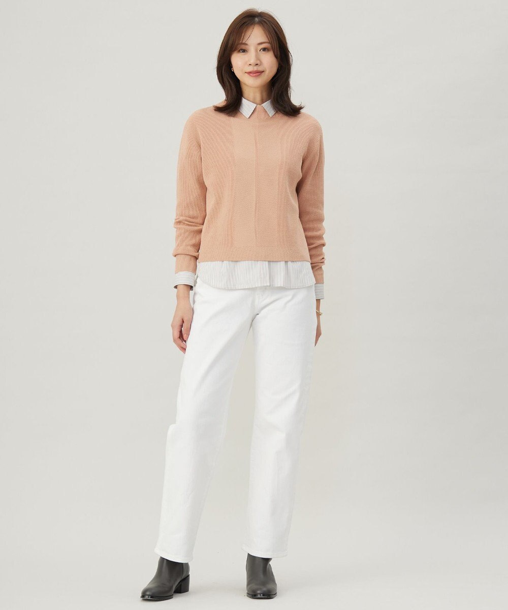 J.PRESS LADIES L 【洗える】BEZコットンナイロン ストライプ シャツカラー ブラウス 