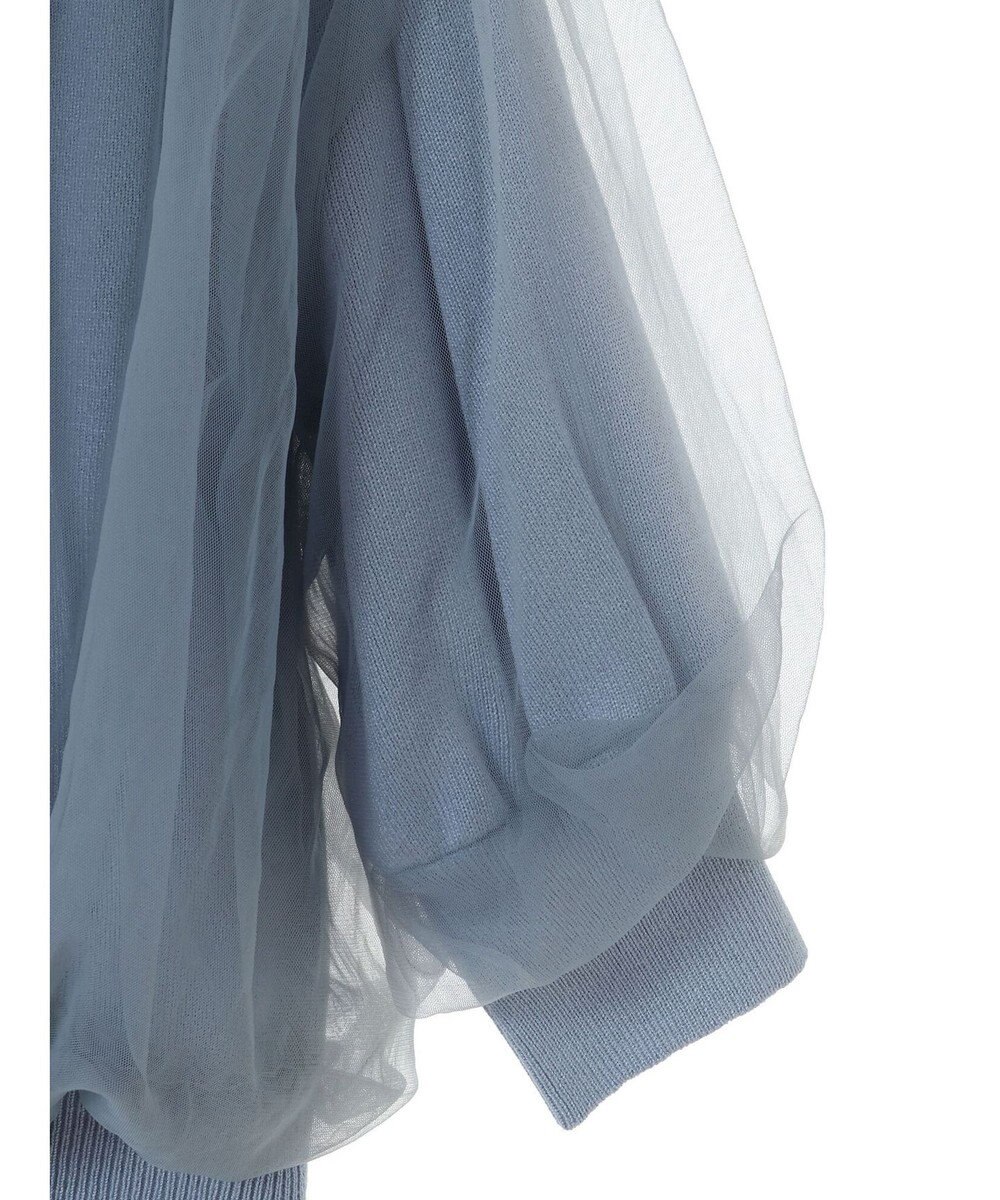 earth music&ecology チュールドッキング半袖ニットプルオーバー 