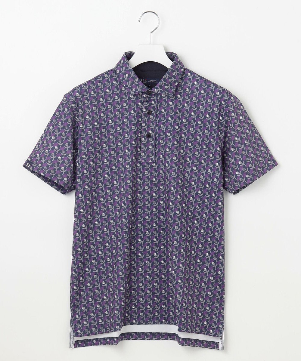 23区GOLF 【MEN】【吸水速乾/UVカット】アザミ小紋柄半袖ポロシャツ 