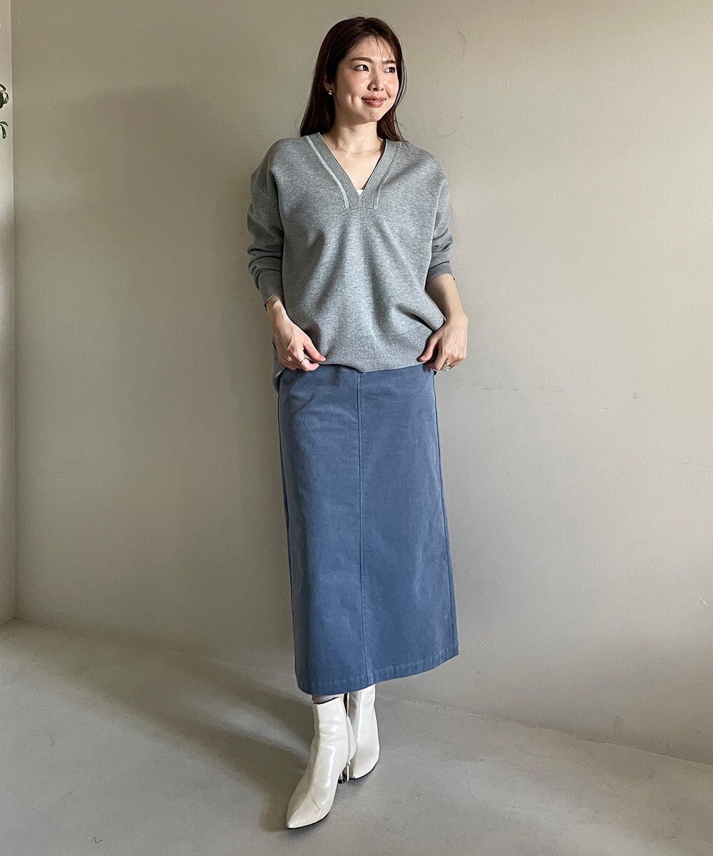 UNFILO ストレッチコーデュロイ Iラインスカート 