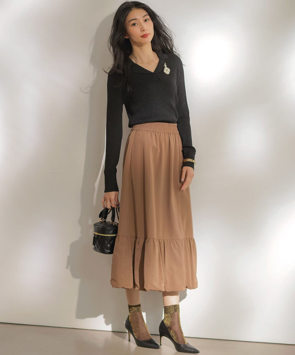 組曲 ラメリブポロ襟 ニット 