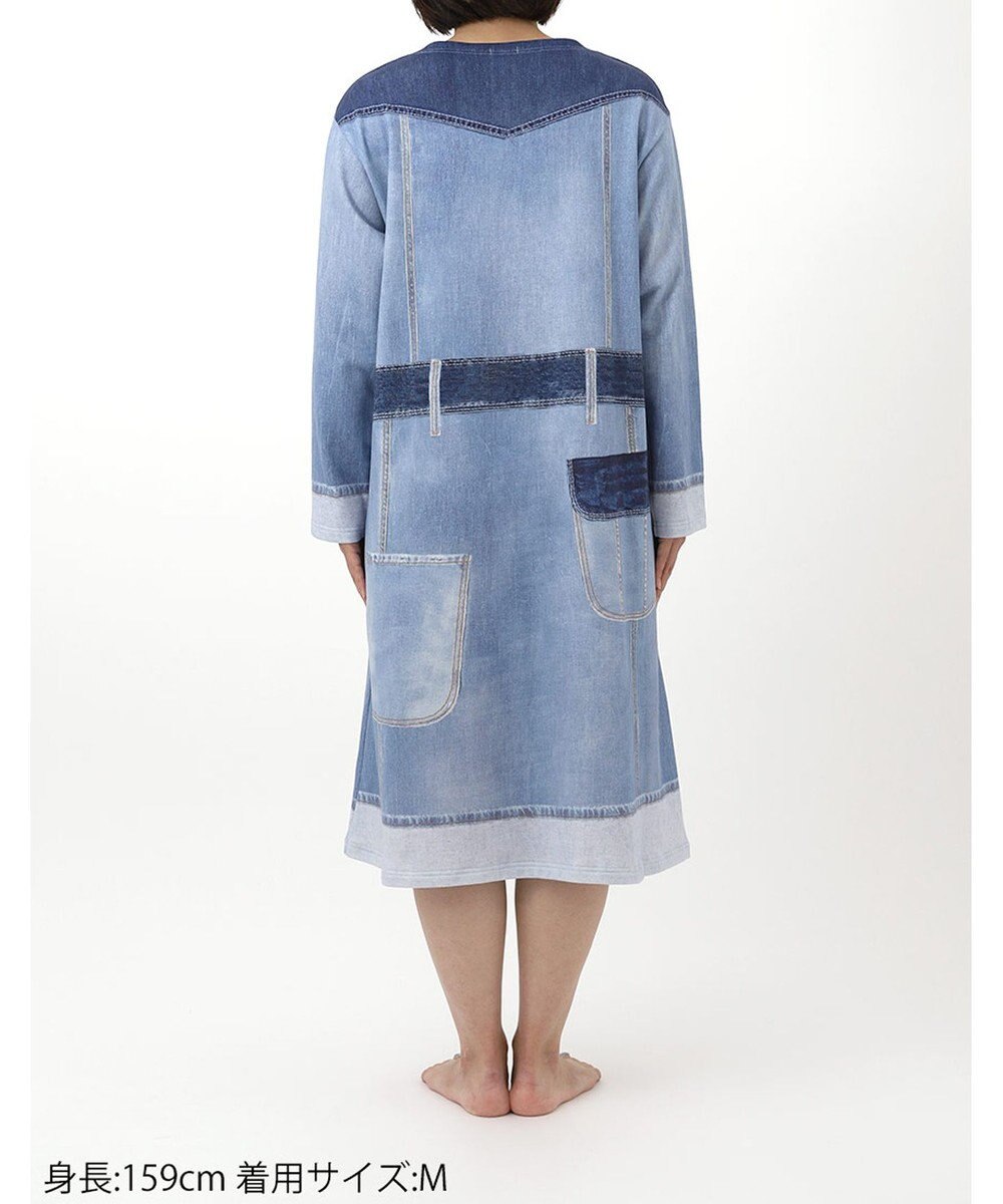 tsumori chisato SLEEP ツモリチサト ワンピース 長袖 ルームウェア 綿100%(本体) ミニ裏毛素材 デニム風プリント チュニック tsumori chisato SLEEP UNX558 /ワコール 