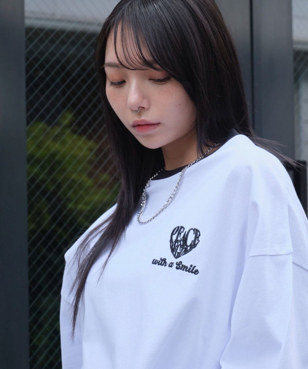 WEGO 【ユニセックス着用ITEM/MLサイズ展開】アクセ付きリンガーグラフィックT（SS） 