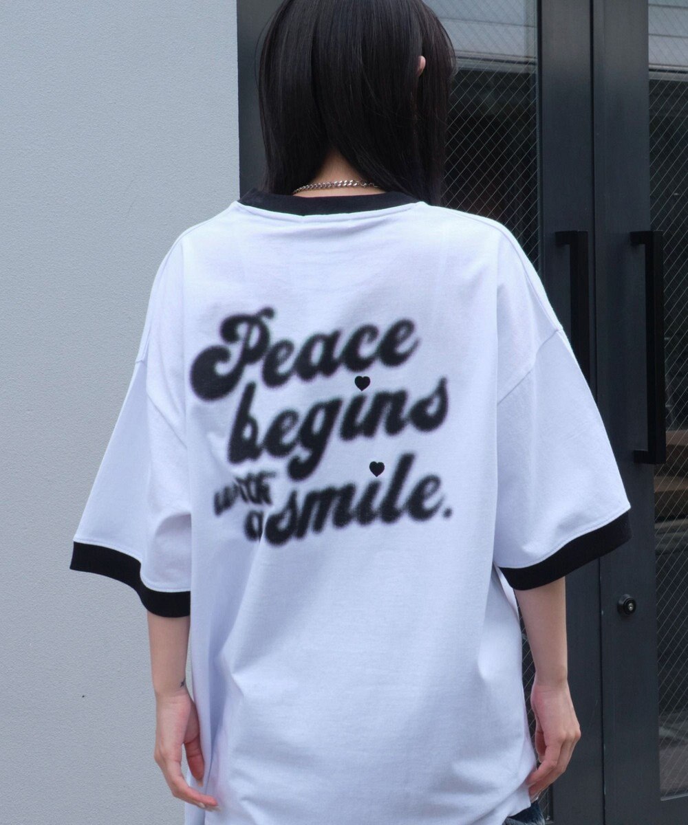 WEGO 【ユニセックス着用ITEM/MLサイズ展開】アクセ付きリンガーグラフィックT（SS） 