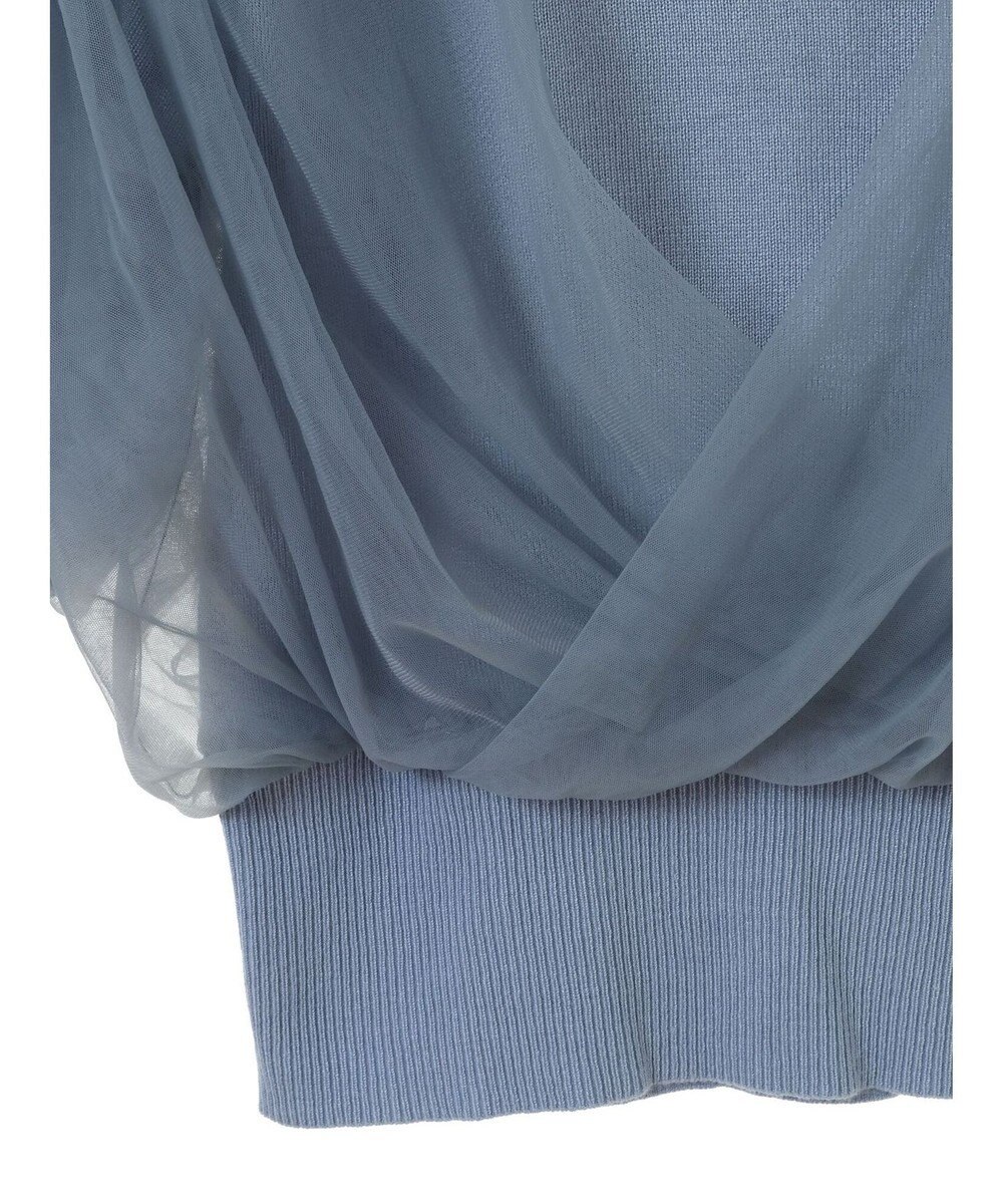 earth music&ecology チュールドッキング半袖ニットプルオーバー 