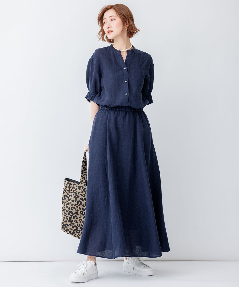 23区 S 【洗える】LIBECO スキッパーブラウス 