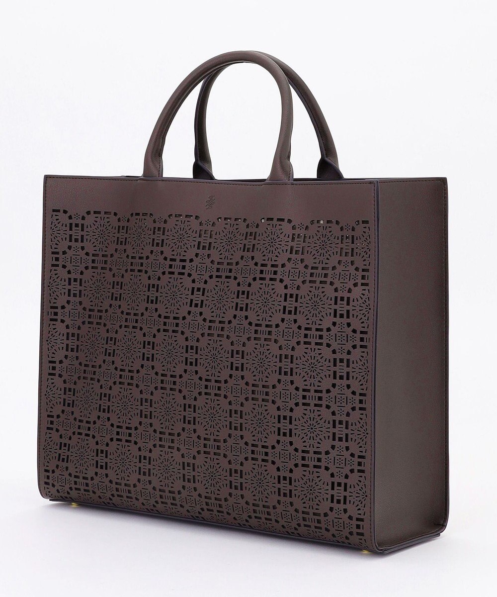 自由区 【カタログ掲載・巾着袋付き・A4サイズ収納可】パンチングレース トート 