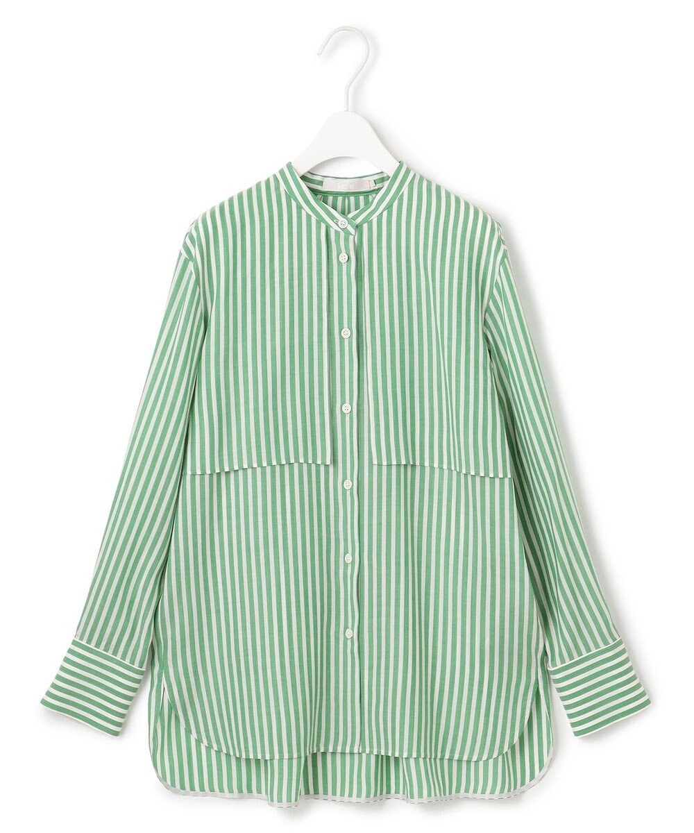 ICB 【洗える】キュプラローンストライプ シャツ 