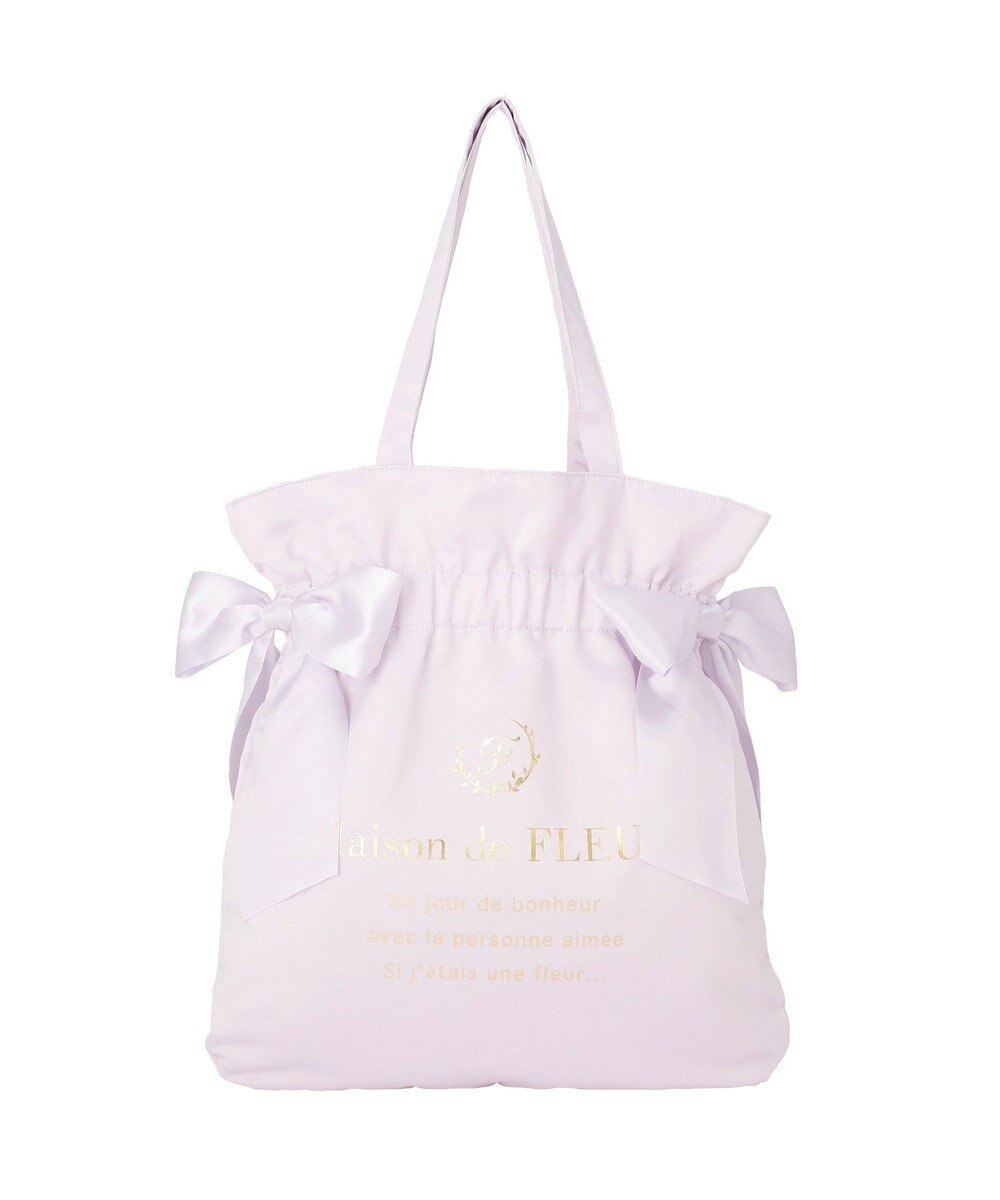 Maison de FLEUR ダブルリボンギャザートートバッグ 
