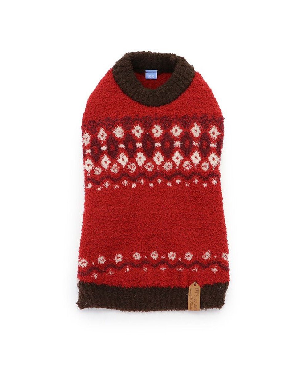 PET PARADISE ペットパラダイス ニット ノルディク柄  《レッド》 小型犬 