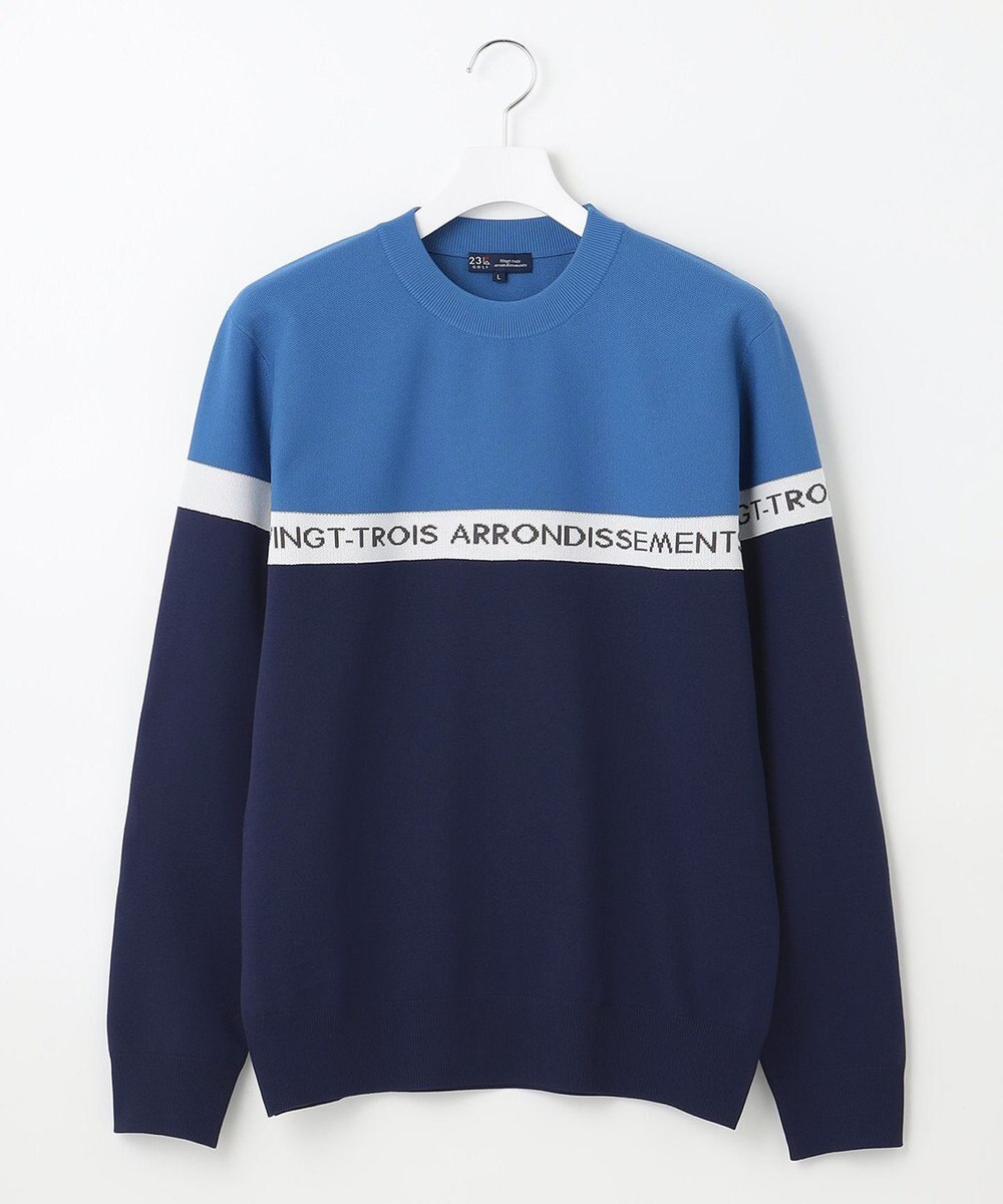 23区GOLF 【MEN】【ウォッシャブル】ロゴライン カラーニット 