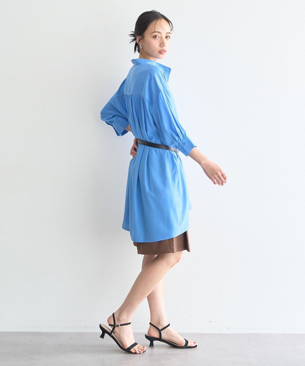 earth music&ecology スタンドカラーオーバーチュニックシャツ 