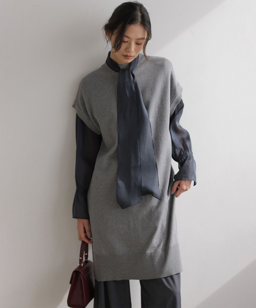 組曲 L 【WEB限定】シャイニーオーガンボウタイ付き ブラウス 