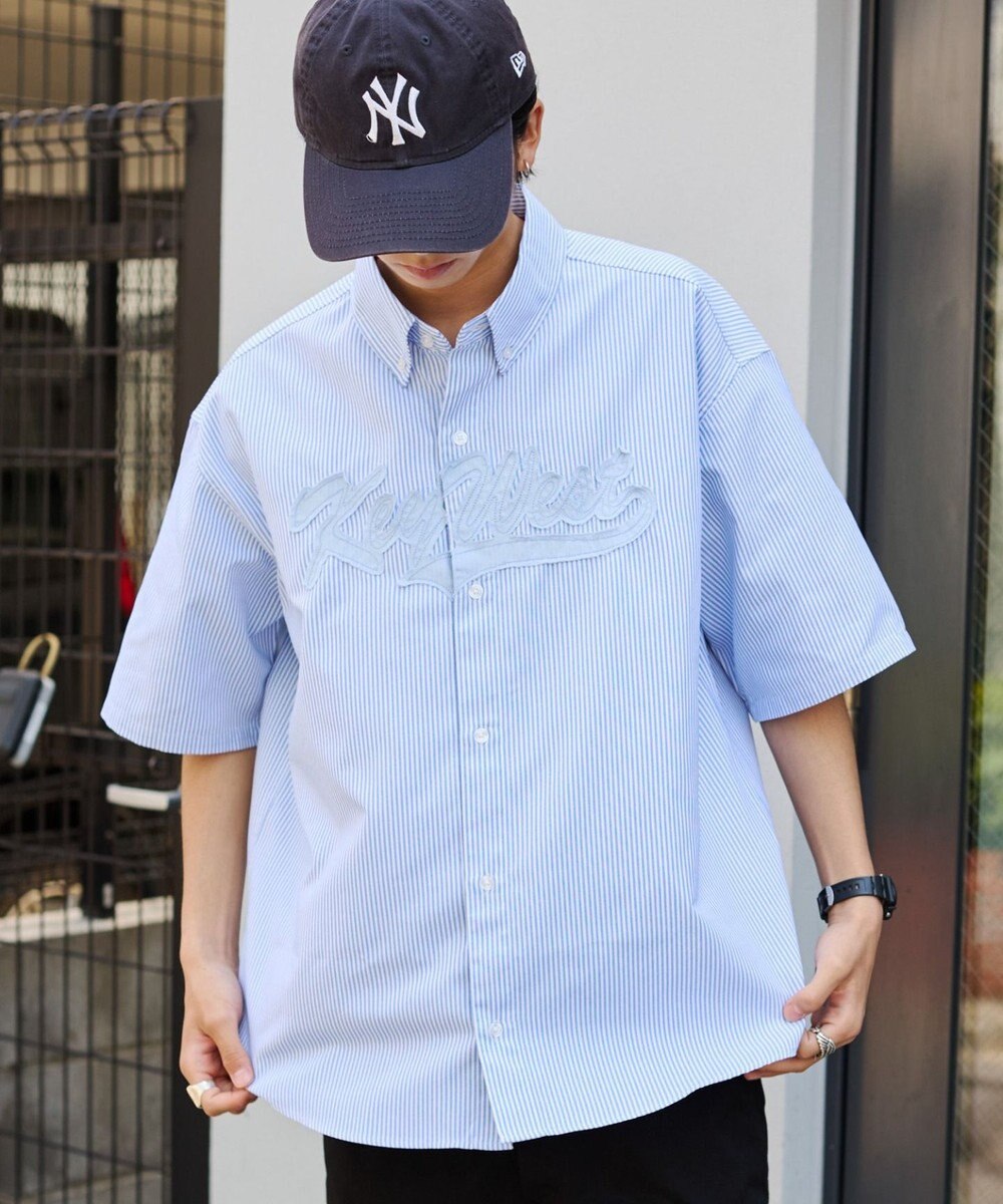 WEGO 【ユニセックス着用ITEM】オックスフォードダメージアップリケシャツ（SS） 