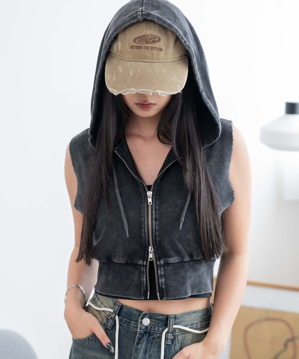 WEGO ノースリーブジップパーカー 