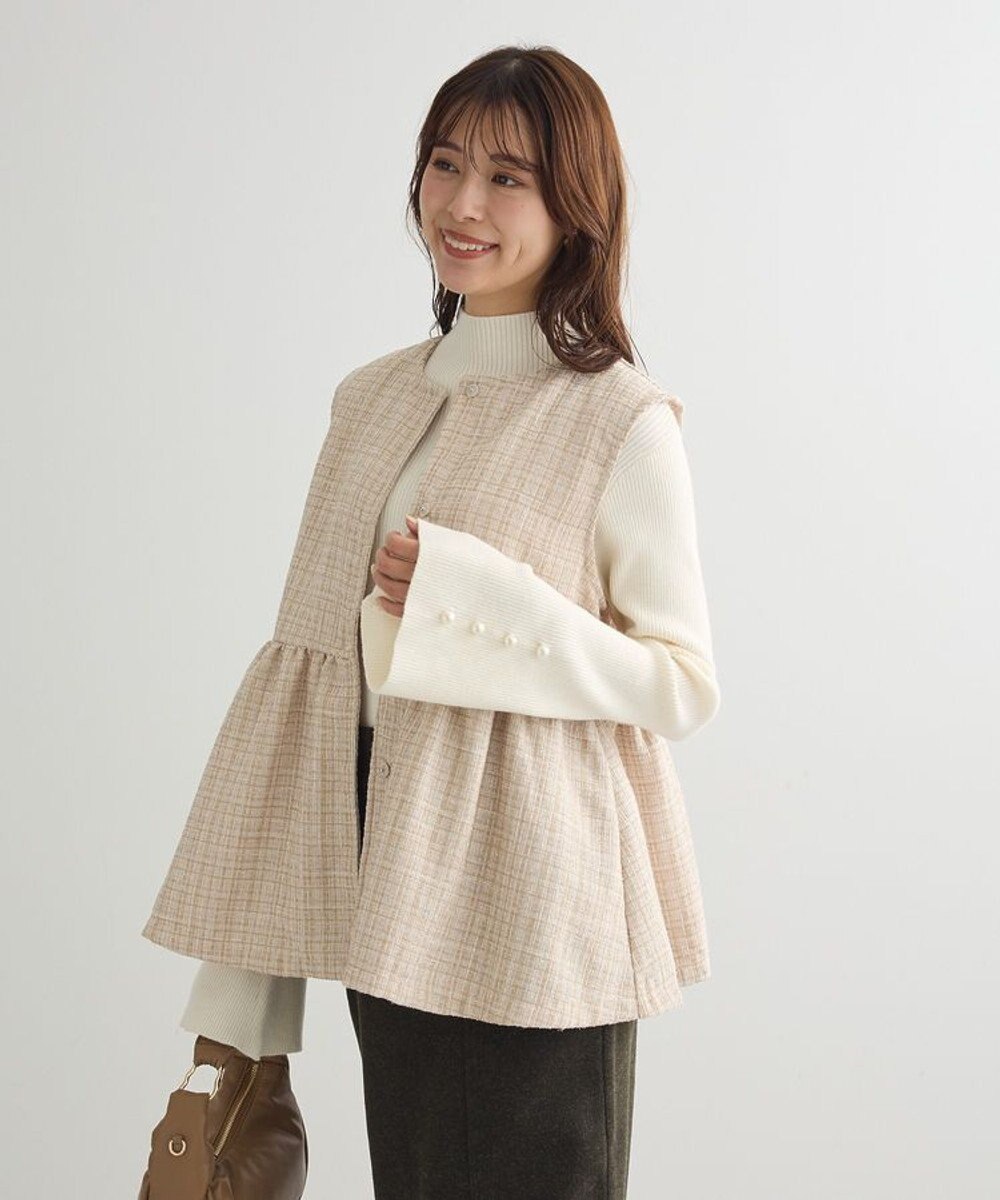 Green Parks ラメツィードペプラムベスト 