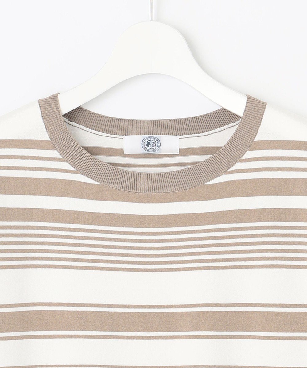 J.PRESS LADIES 【洗える】 レーヨンエリートストレッチ ランダムボーダー ニット Tシャツ 