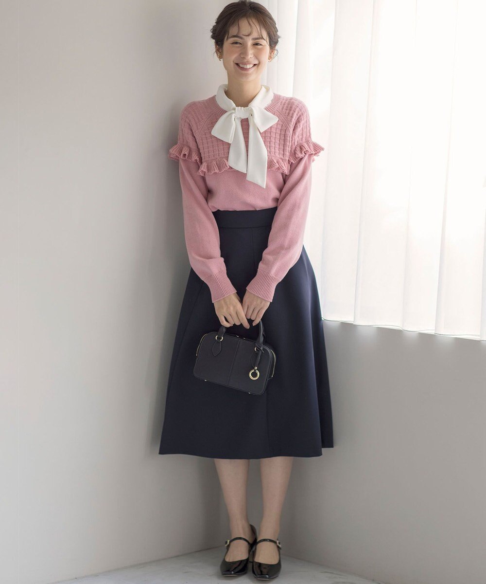 組曲 L 【KUMIKYOKU NAVY】ジョーゼットシフォン2WAY ボウタイブラウス 