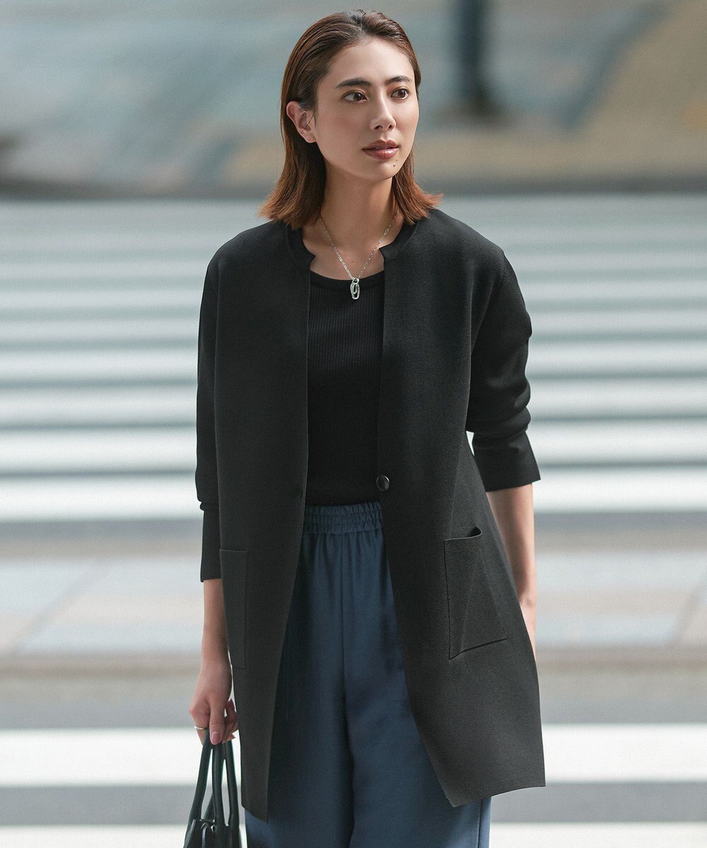 ICB L 【洗える】 アセテートミラノ ロングカーディガン 