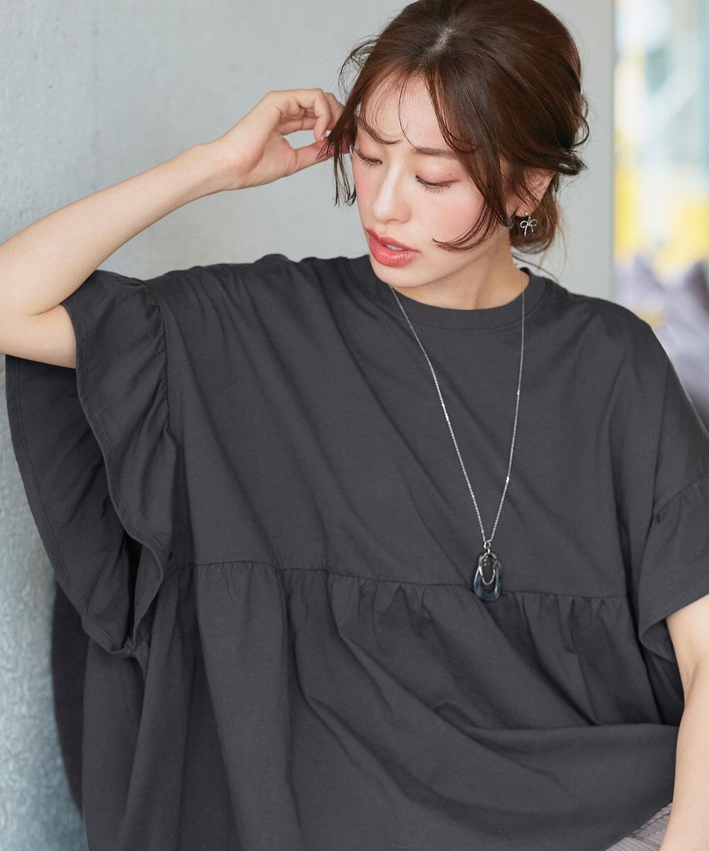 Tiaclasse 【新色追加】ギャザー切り替えフレアプルオーバー 