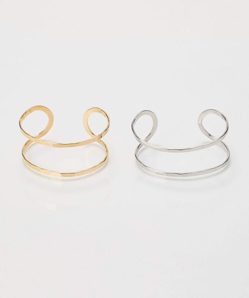 Phoebe 【金属アレルギー対応】2ラインテクスチャーワイドカフバングル　シルバー/ニッケルフリー 