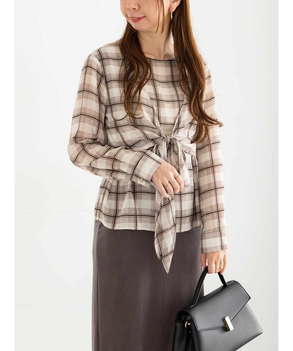 Te chichi ウエストリボンシアーチェックブラウス 
