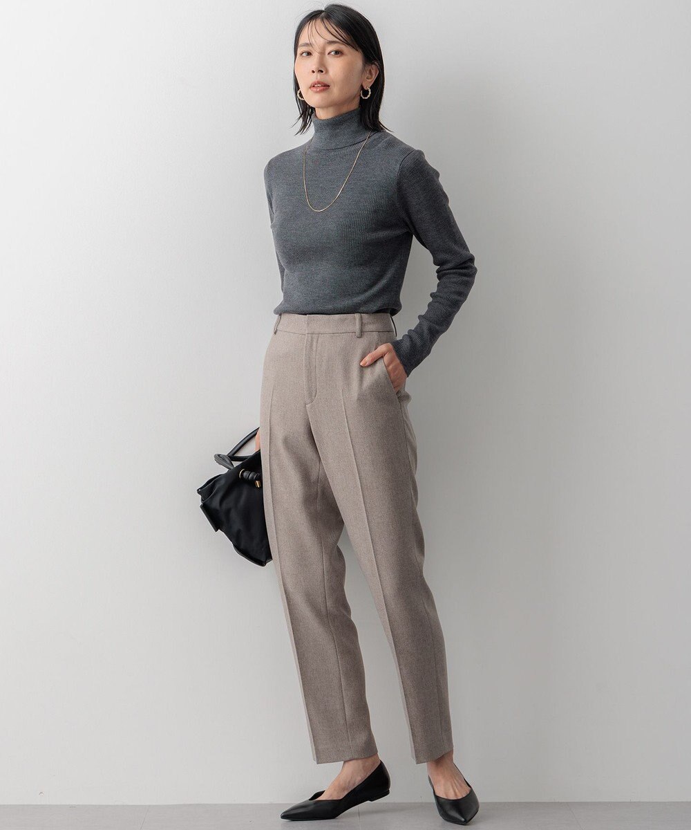 23区 【洗える】ウールライクカルゼ テーパードパンツ 