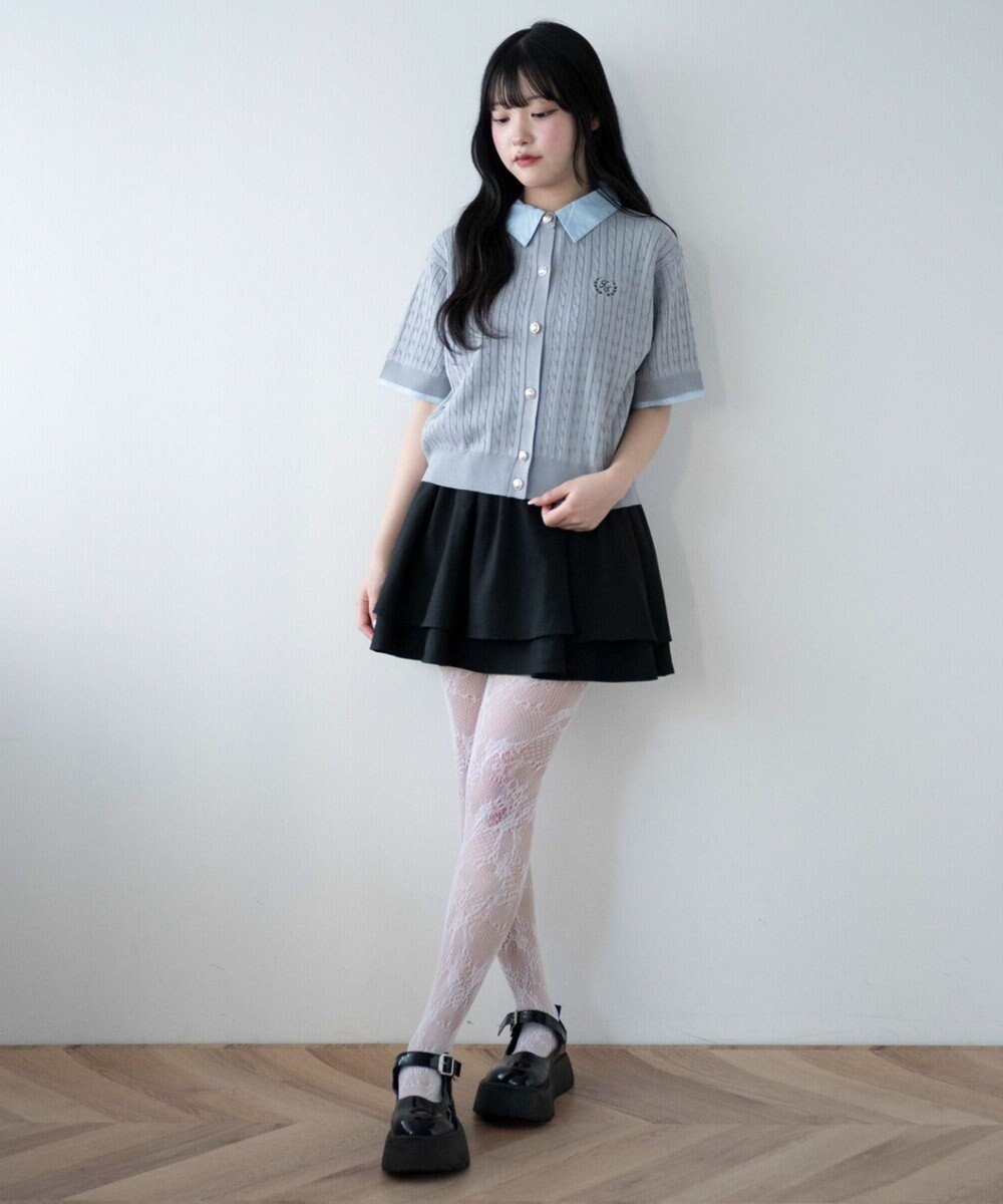 WEGO キンボタンエリツキケーブルニット 