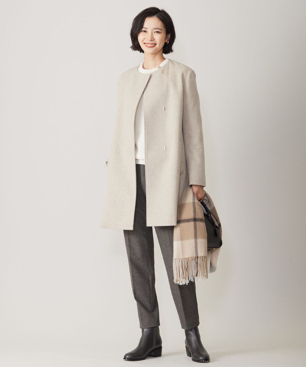 J.PRESS LADIES 【WEB限定カラーあり】ブレンドビーバー ノーカラー コート 