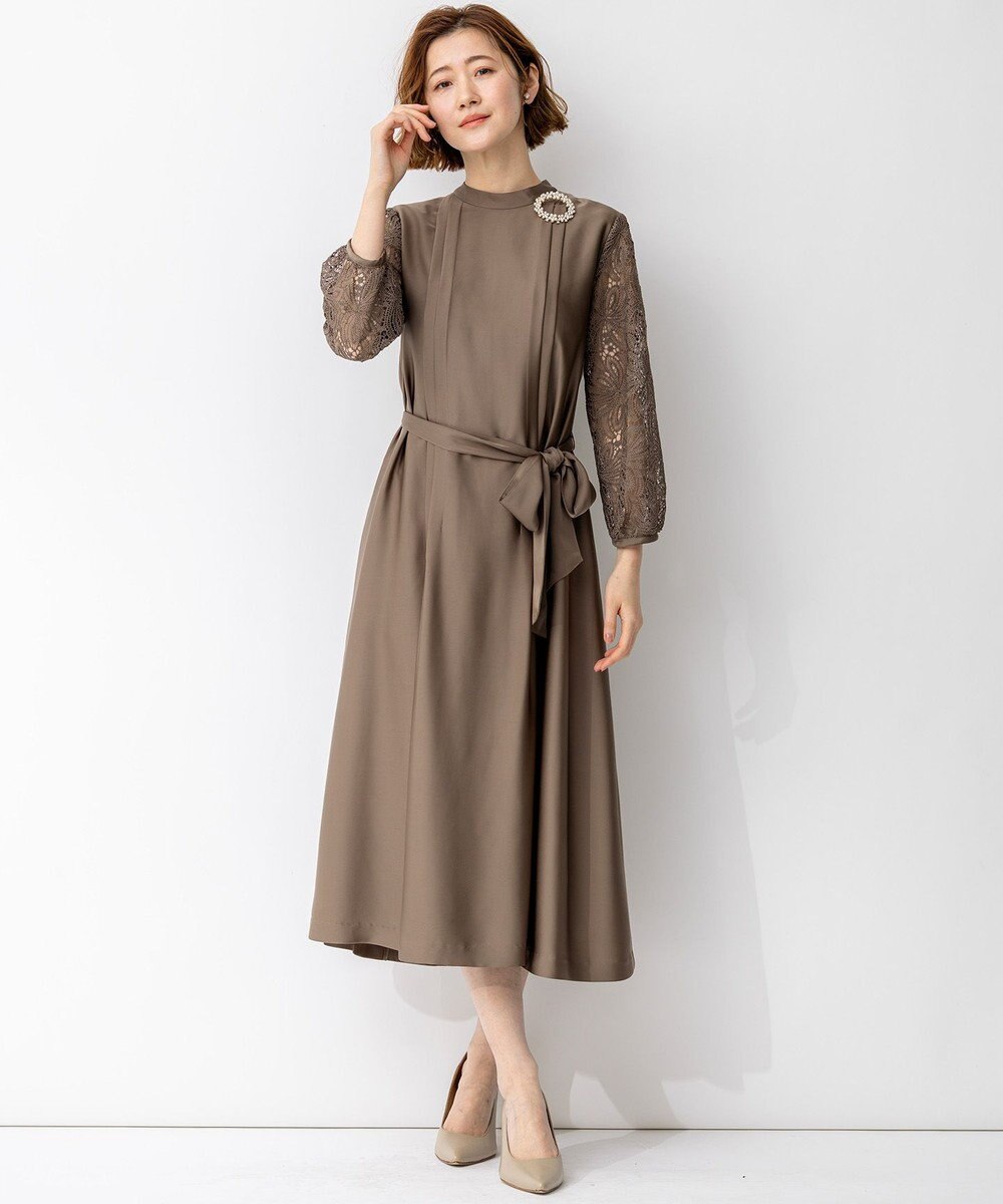 23区 【APPLAUDIR】ノーブルサテン リボンブーケレースコンビ ドレス 