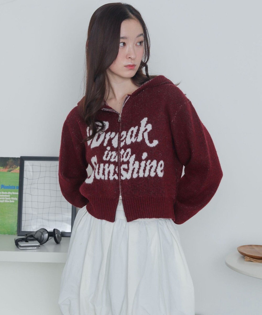 WEGO フラッフィーグラフィックジャガードニットZIPパーカー 