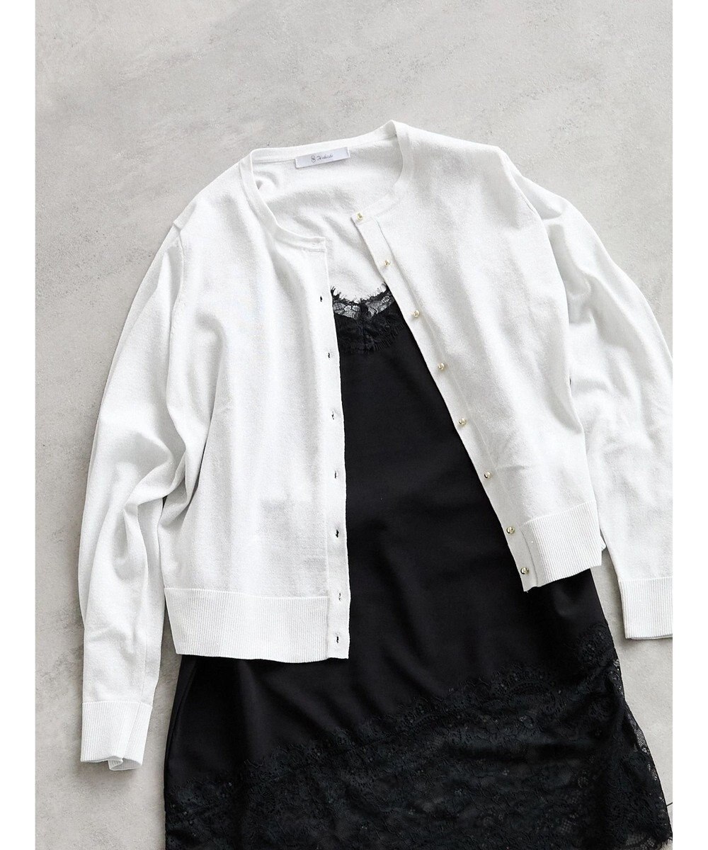 Te chichi 14G綿ポリクルーカーディガン 