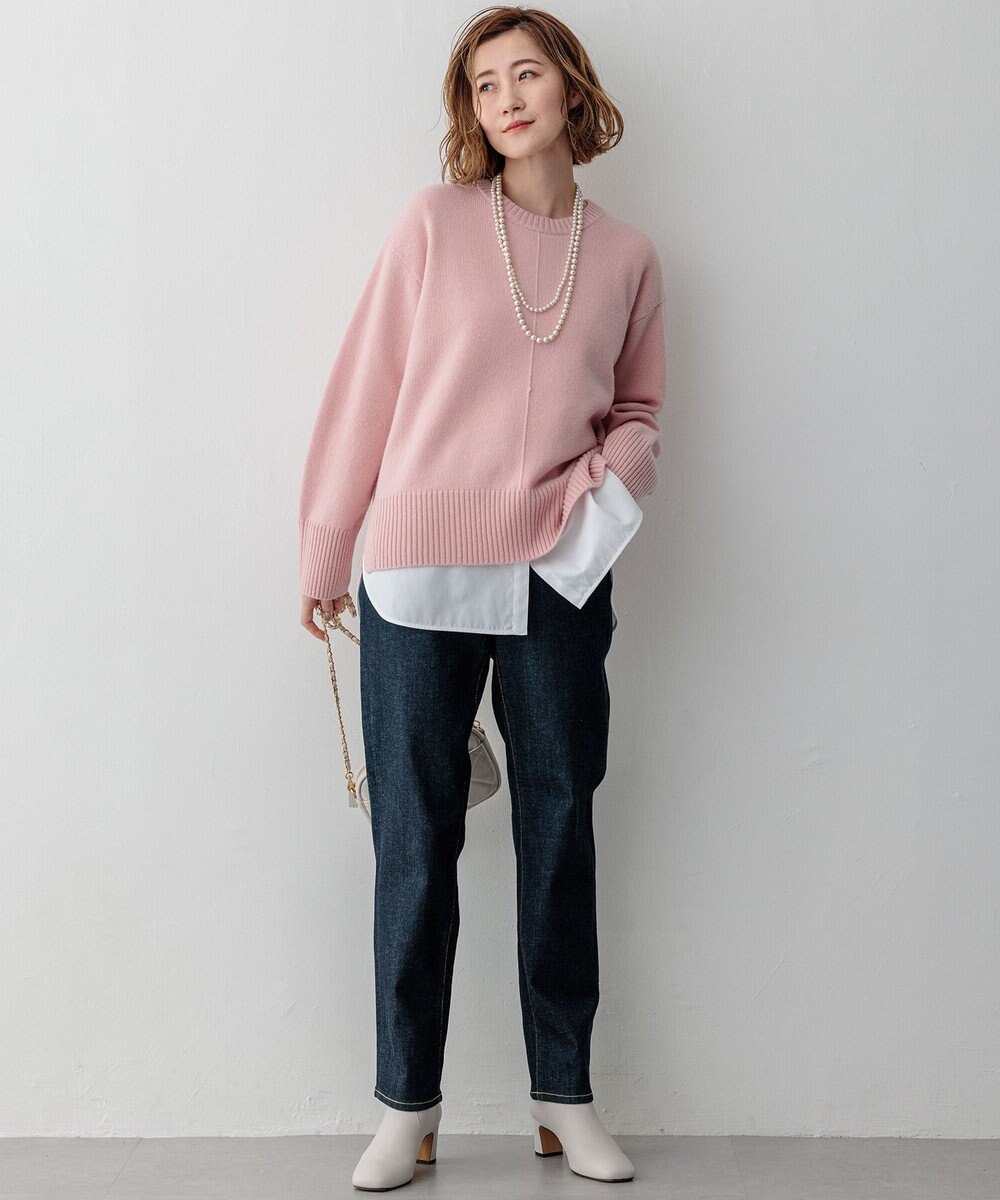 23区 【洗える】カシミヤブレンド クルーネック ニット 