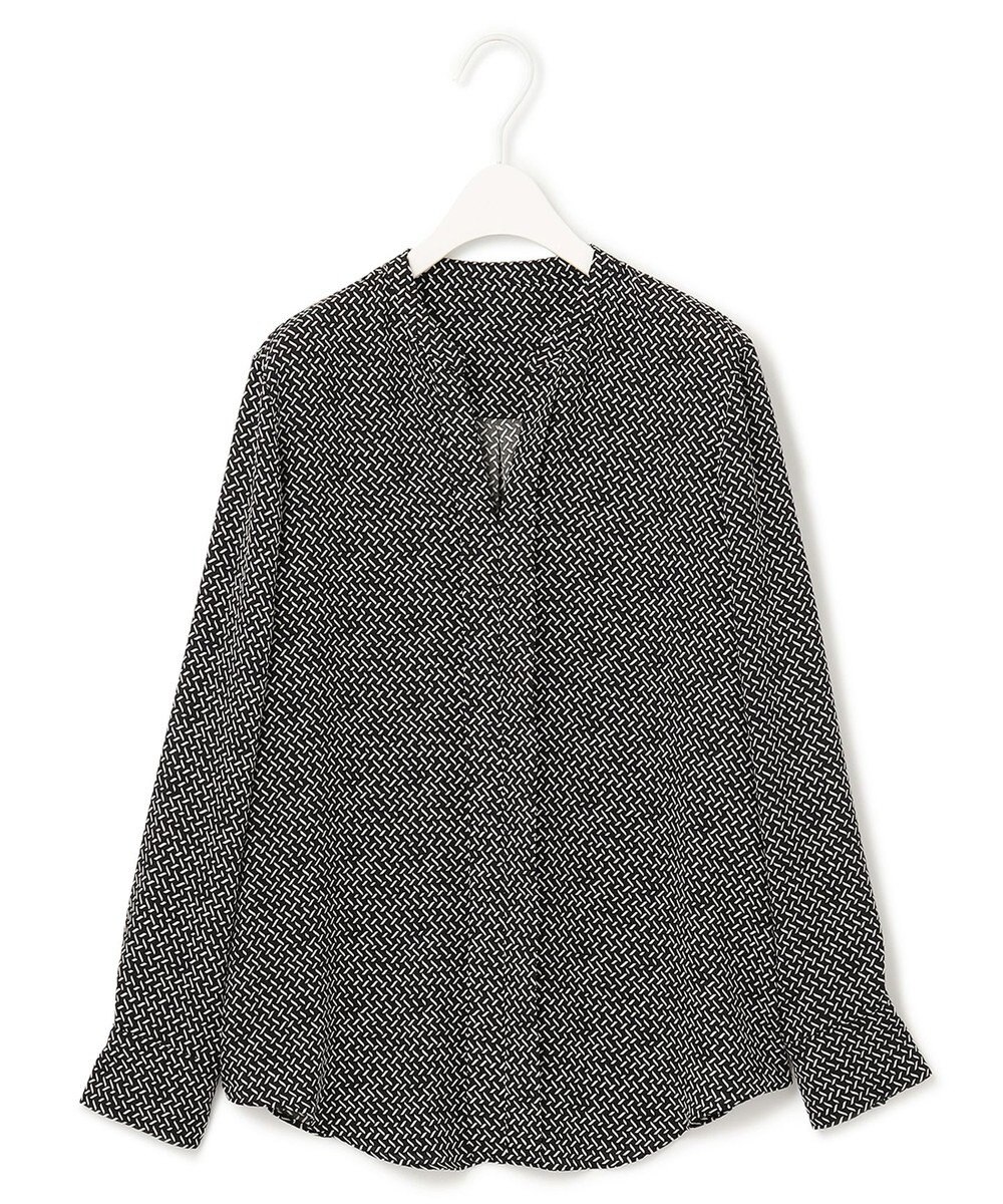 ICB 【人気のため新柄追加・洗える】Back Satin Amunzen キーネック長袖ブラウス 