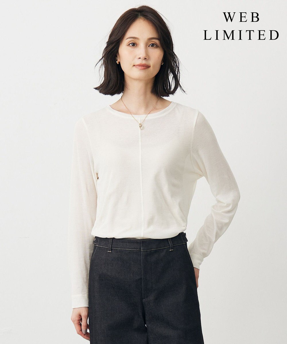 J.PRESS LADIES 【WEB限定】シアーストレッチフライス クルーネック シアー カットソー 