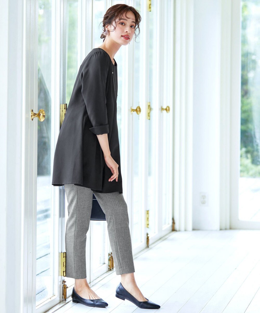 Tiaclasse L 【洗える】ダブルラインタックチュニック 