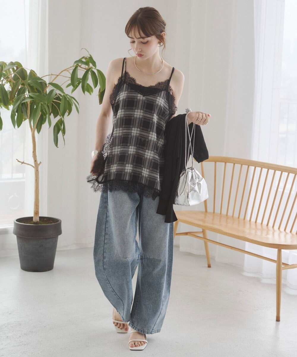 WEGO 【ANGIE VINTAGE】サテンレースキャミソール 