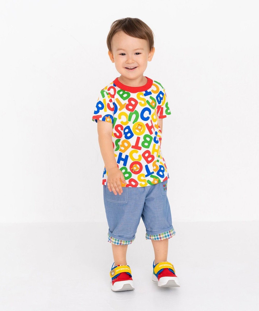 MIKI HOUSE HOT BISCUITS 【70-120cm】 ビーンズ総柄半袖Tシャツ 