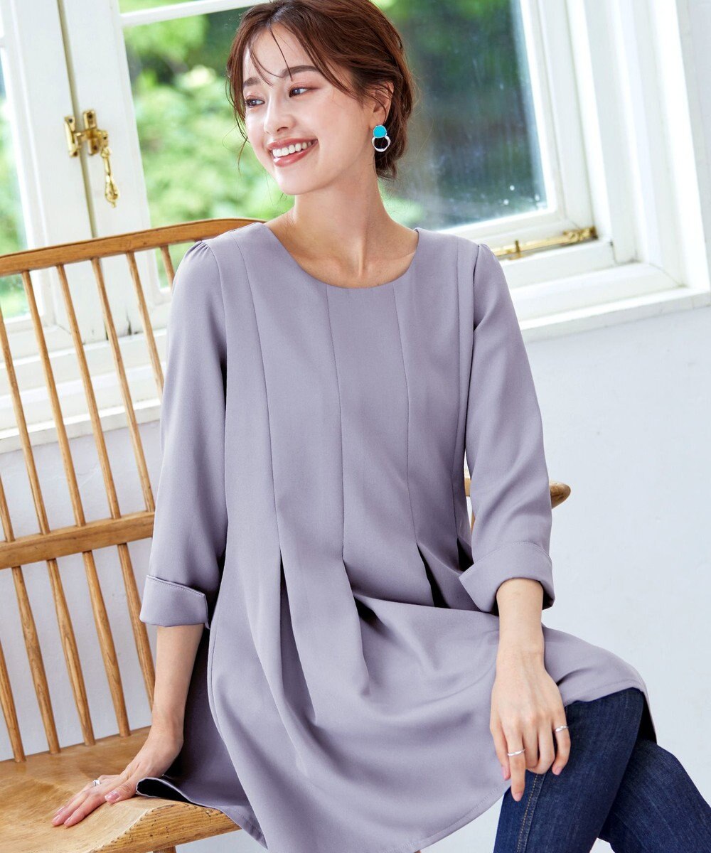 Tiaclasse L 【洗える】ダブルラインタックチュニック 