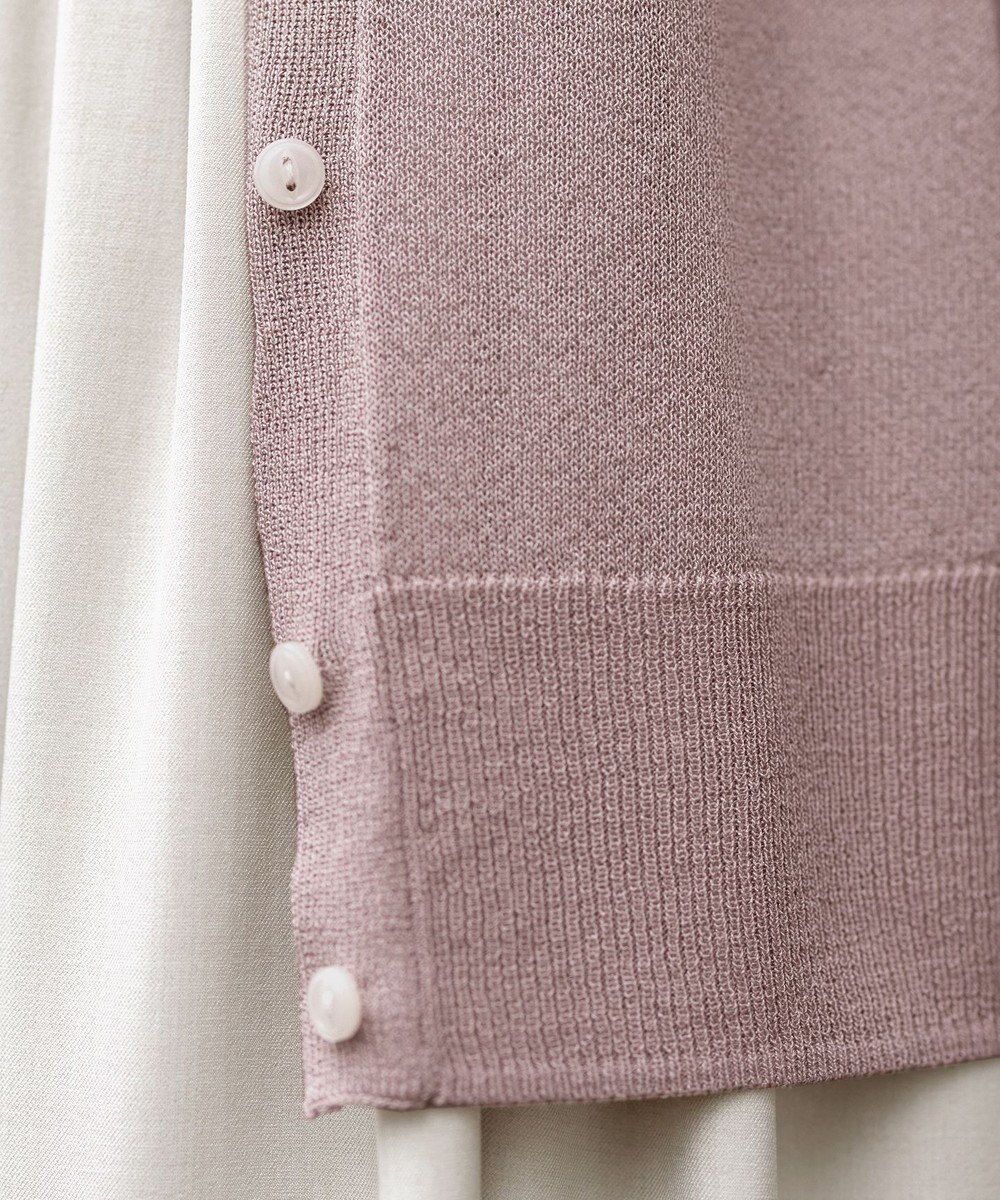 Tiaclasse L Vネックラメニットシアーカーディガン 